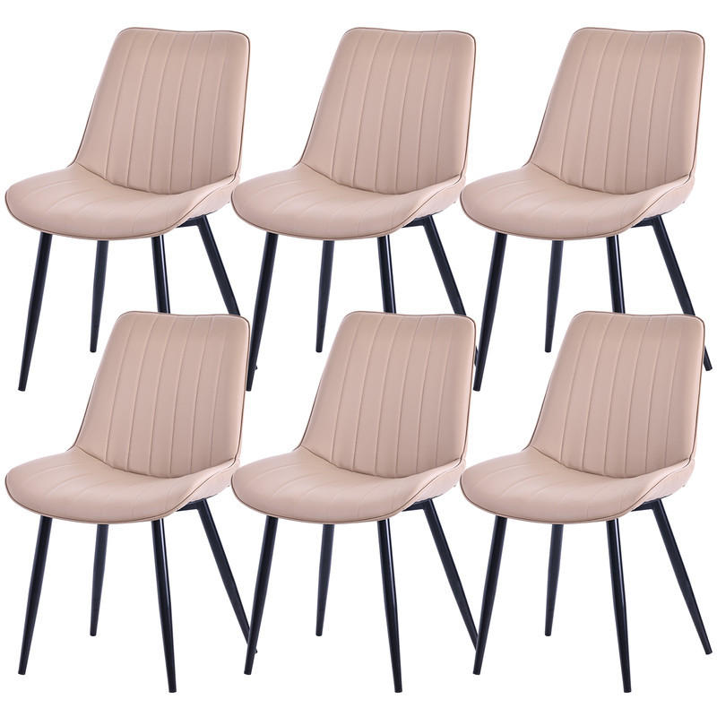 STUHL-SET 6 Stück aus Kunstleder in Modernem Stil-YZ1 - Cognac, Textil (53/88/62.5cm) - HOMAVO