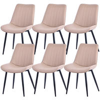 STUHL-SET 6 Stück aus Kunstleder in Modernem Stil-YZ1 - Cognac, Textil (53/88/62.5cm) - HOMAVO