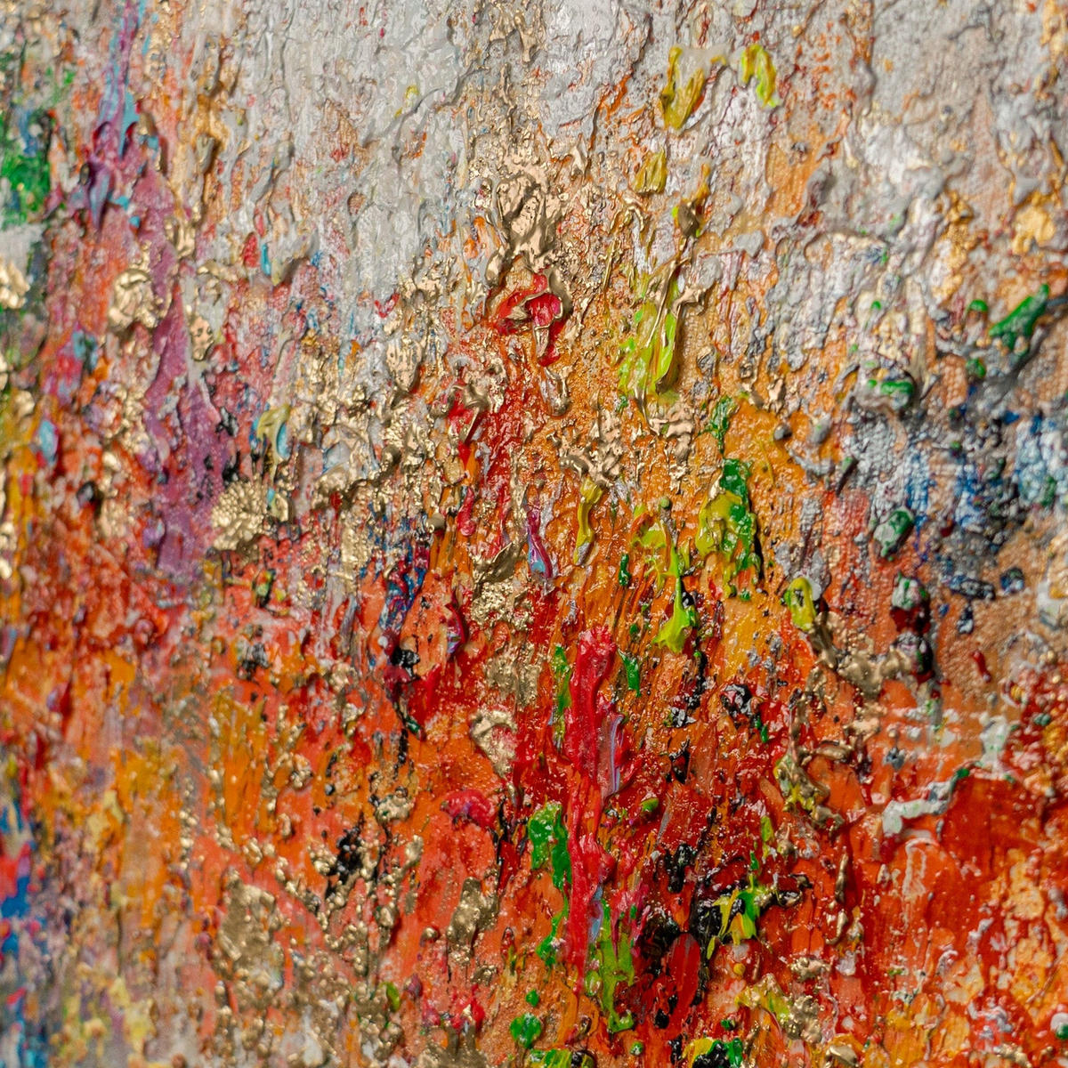 GEMÄLDE Farbige Energie Schattenfugenrahmen Gold 70x50 cm - Goldfarben, Holz (70/50cm) - YS-art gallery