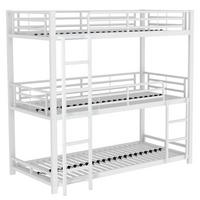 ETAGENBETT Metallbett Weiß 90x200 cm Dreifach - Weiß, Metall (90/200cm) - ComfortXL