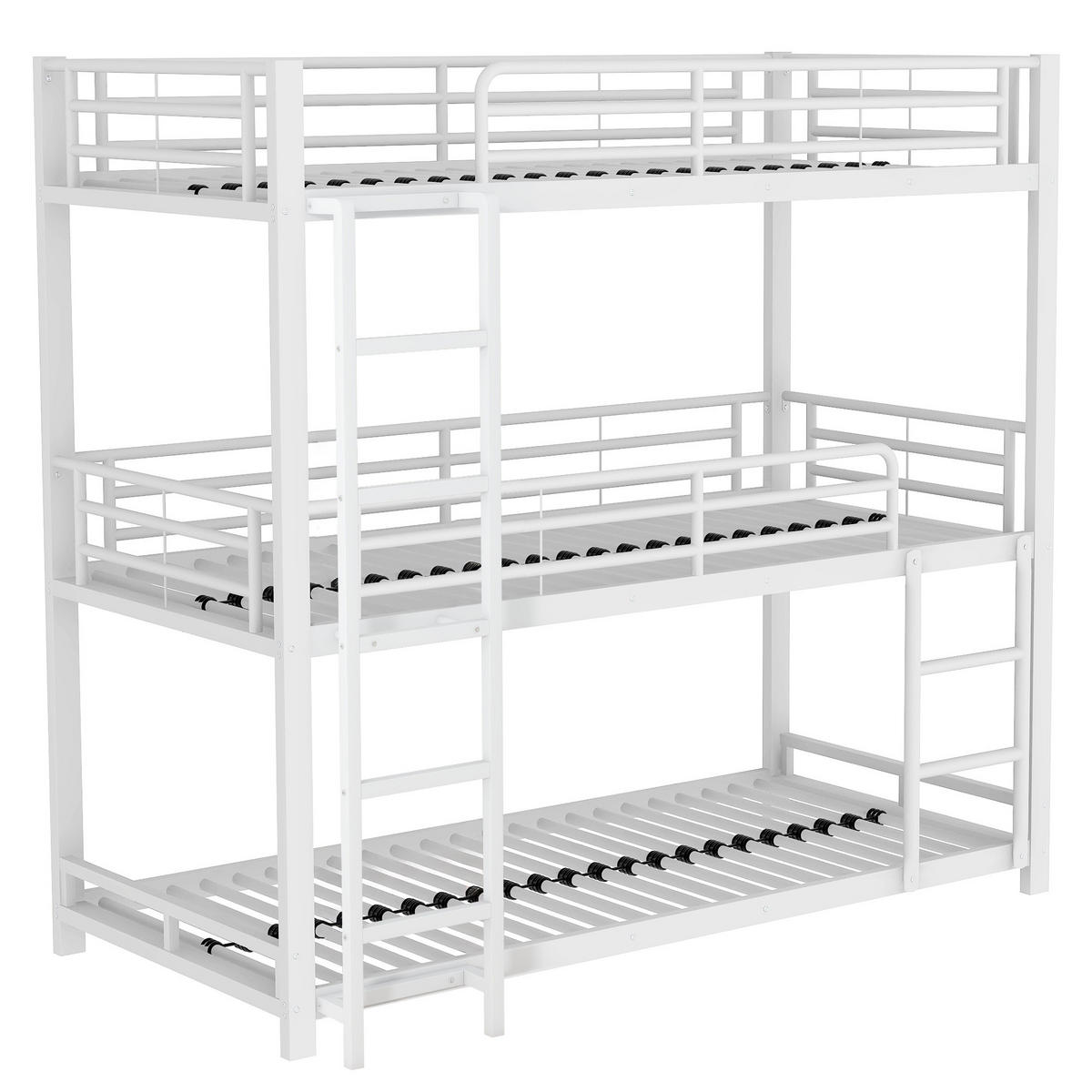 ETAGENBETT Metallbett Weiß 90x200 cm Dreifach - Weiß, Metall (90/200cm) - ComfortXL