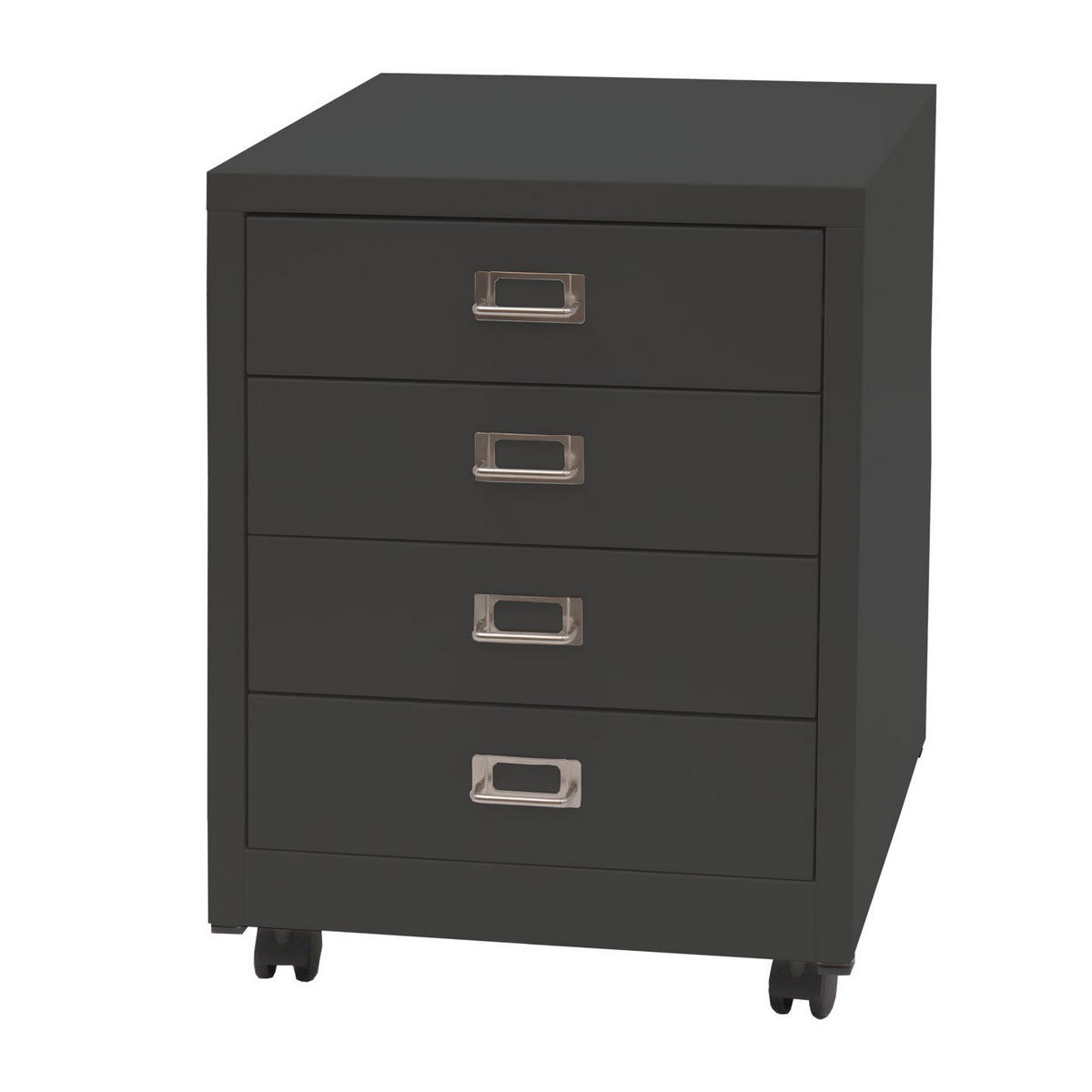 ROLLCONTAINER 55x40x41cm Metall 4 Schubladen Dunkelgrau - Dunkelgrau, Metall (40/55/41cm) - PROREGAL