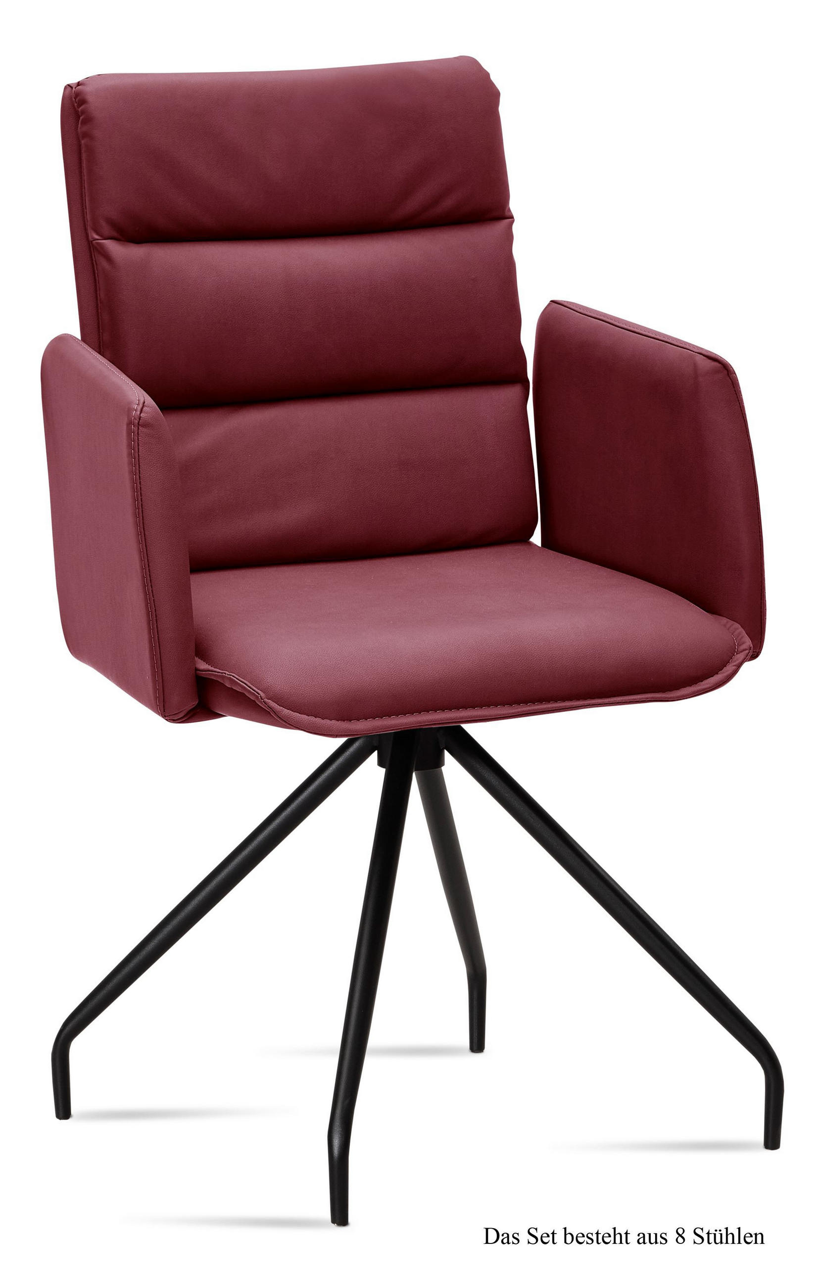 ARMLEHNSTUHL (8er-Set) Dianne 52x92x60 Schwarz/Marsala - Brombeere/Schwarz, Kunststoff (60/92/52cm) - 58aufmkessel