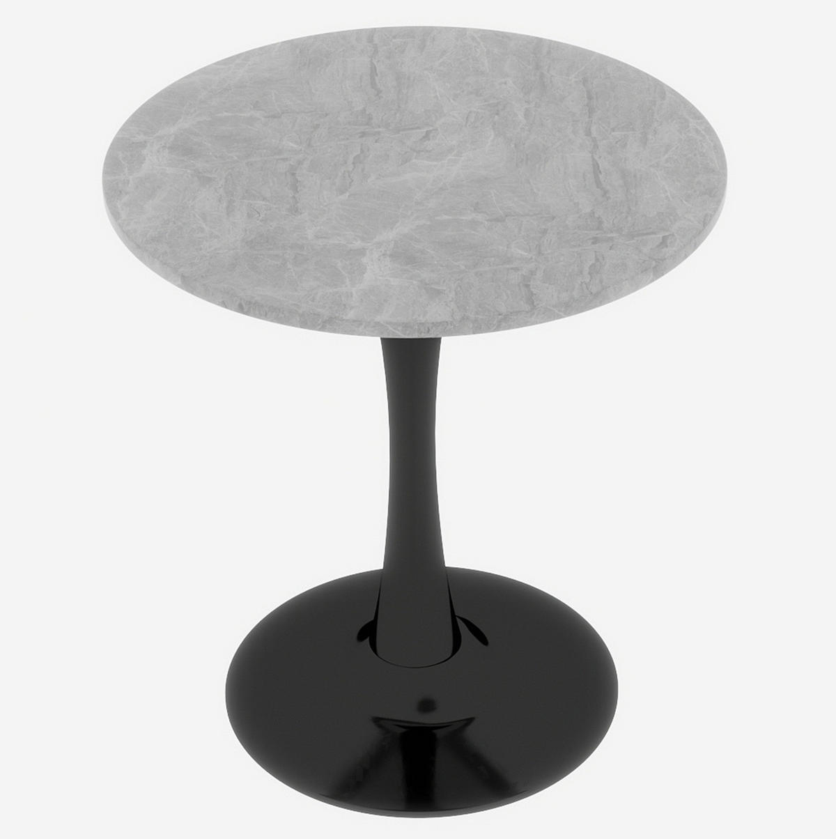 ODKLÁDACÍ stolek, Ø 70 cm, umělý mramor černo-šedý - šedá, kámen (70/70/72cm) - BEAOK