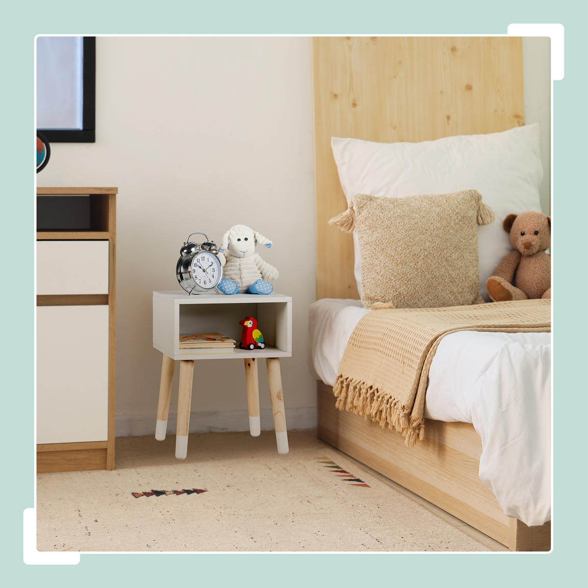 KINDER-NACHTTISCH - Weiß, Holz/Holzwerkstoff (30/40/30cm) - Relaxdays