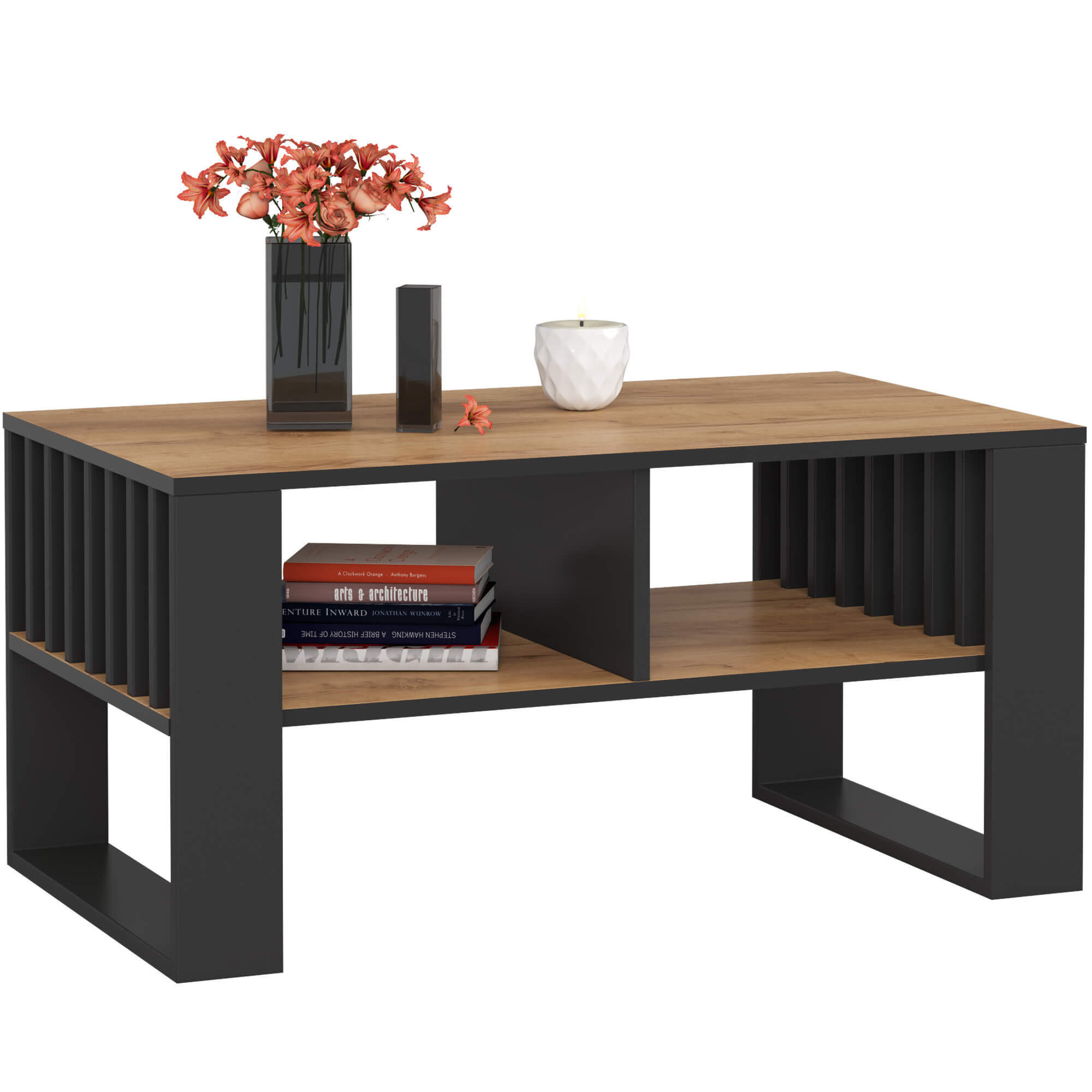 Akord Couchtisch Eiche, Schwarz 92x45x53 cm