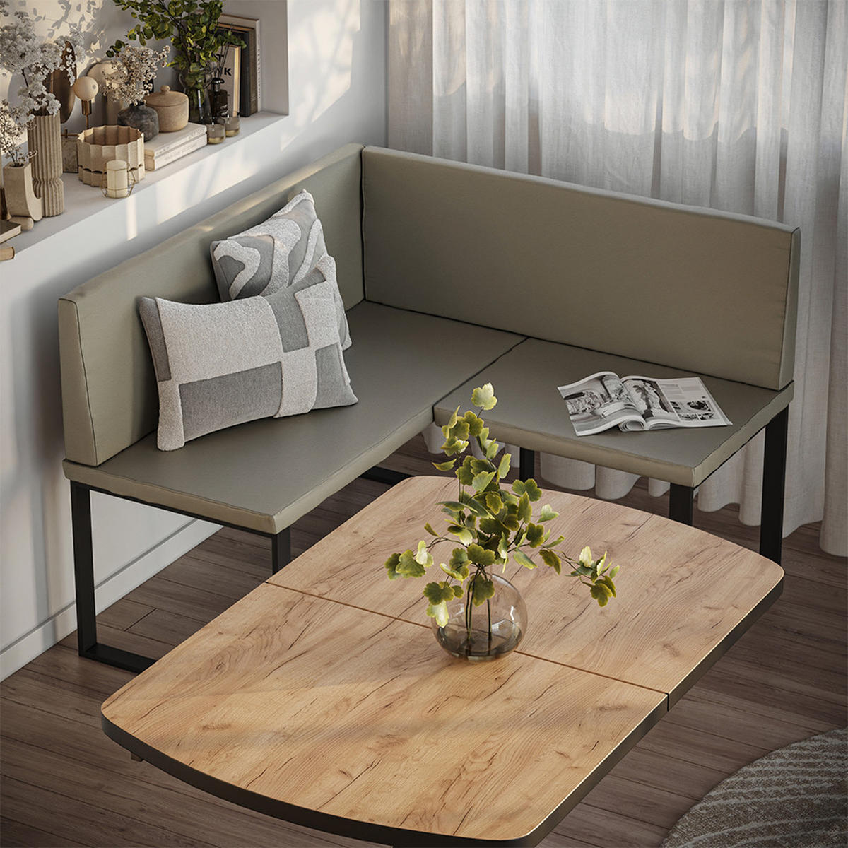 LAVICE DO JÍDELNY DO ROHU Ravon Kašmír - kašmírová, textil (120/87/120cm) - Vicco