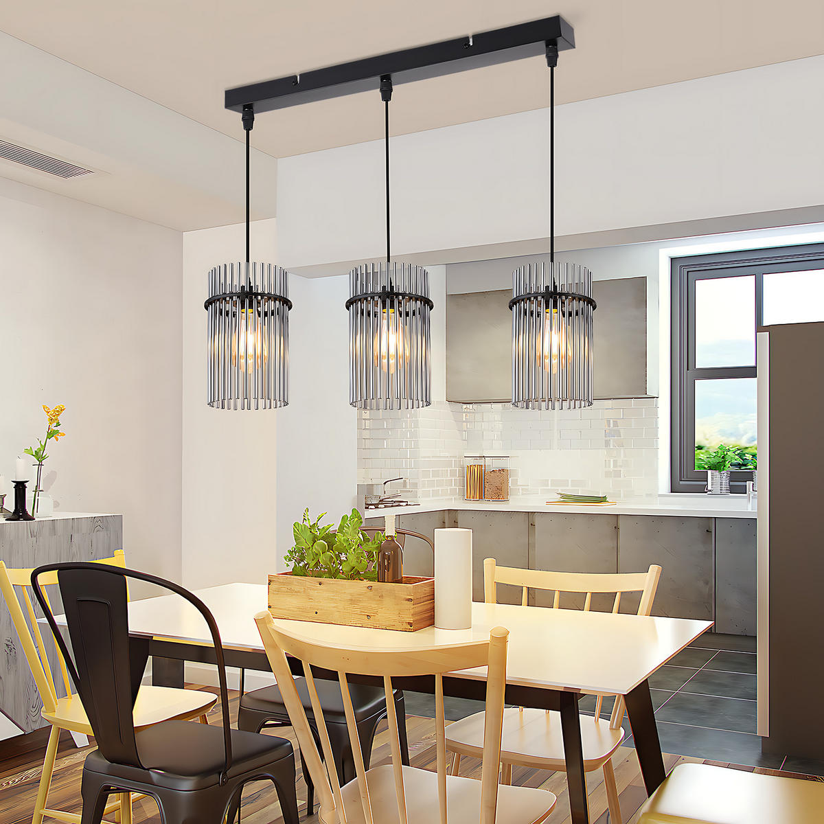 PENDELLEUCHTE Willow 48/5/150 cm - Schwarz, Glas (48/5/150cm) - ZMH