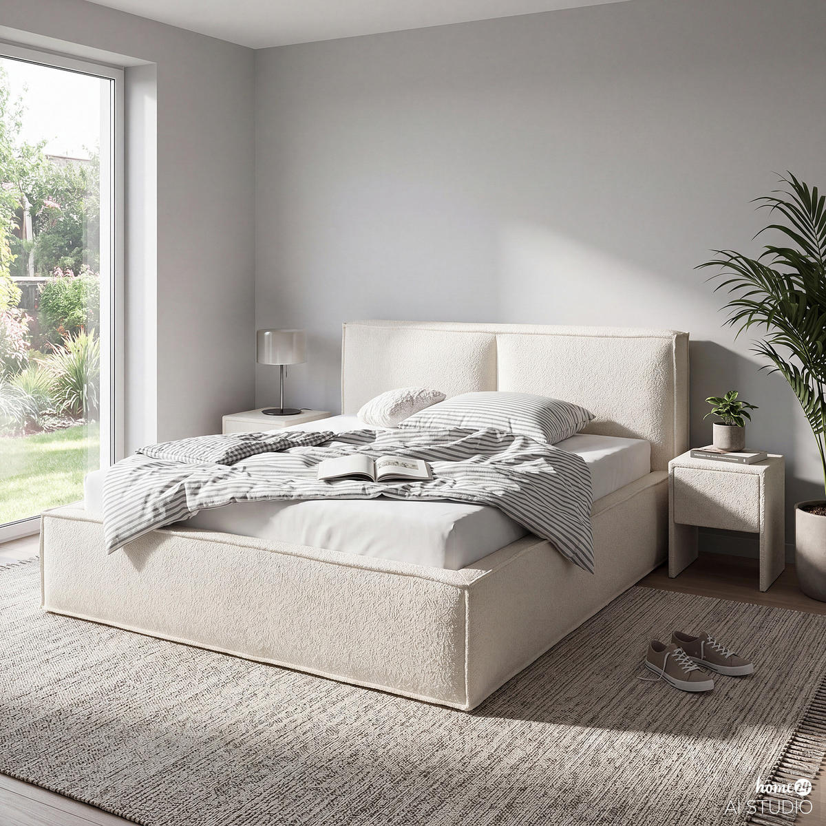 POLSTERBETT - Weiß, Textil (180/200cm) - home24