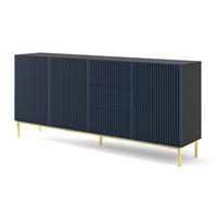 SIDEBOARD SCHWARZ - Blau/Goldfarben, Holzwerkstoff (200/87/42cm) - FURNLUX