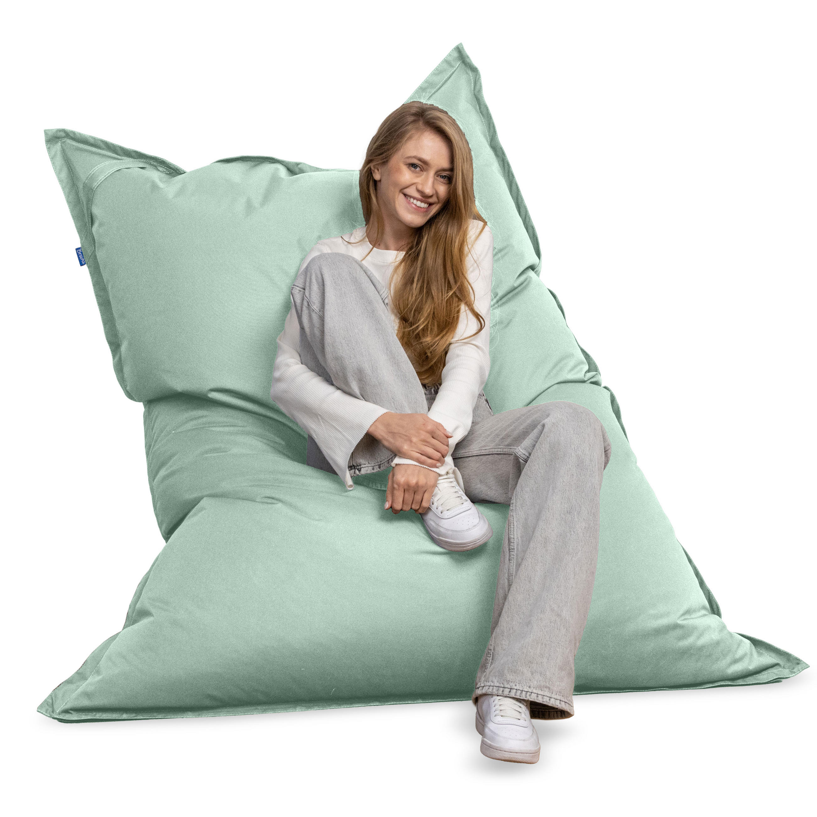 SITZSACK XXL Caree minzgrün, 140x180cm groß für Outdoor - Mintgrün, Textil (180/140/30cm) - Bruni