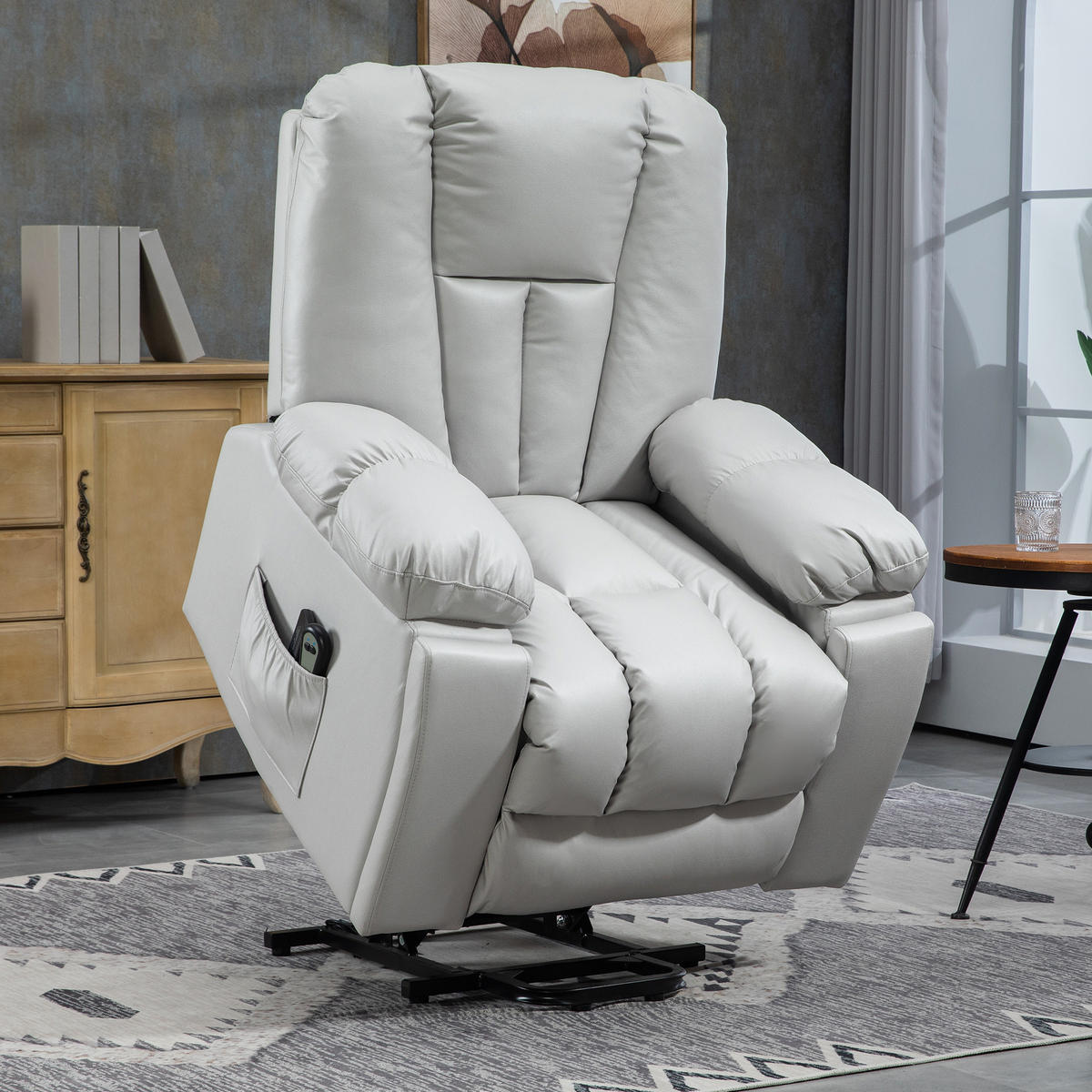 SESSEL mit Aufstehhilfe, Hellgrau - Hellgrau, Textil (96/106/94cm) - HOMCOM