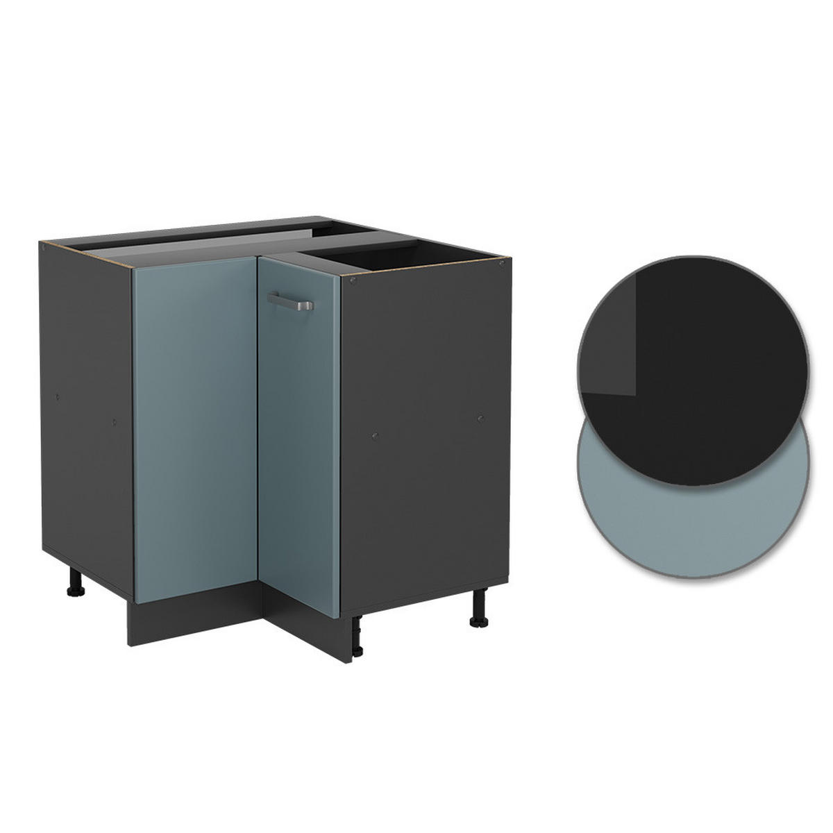 ECKUNTERSCHRANK R-Line Blau-Grau 75.6 cm ohne AP - Anthrazit/Blaugrau, Holzwerkstoff (75.6/81.6/46cm) - Vicco
