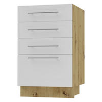 SCHUBLADENUNTERSCHRANK Kvantum D4A/40 Weiß Matt / Eiche Artisan Matt 40 / 50 / 82cm - Eiche Artisan/Weiß, Holz/Holzwerkstoff (40/82/50cm) - Feldmann-Wohnen