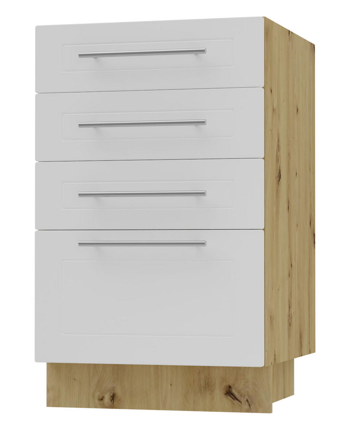 SCHUBLADENUNTERSCHRANK Kvantum D4A/40 Weiß Matt / Eiche Artisan Matt 40 / 50 / 82cm - Eiche Artisan/Weiß, Holz/Holzwerkstoff (40/82/50cm) - Feldmann-Wohnen