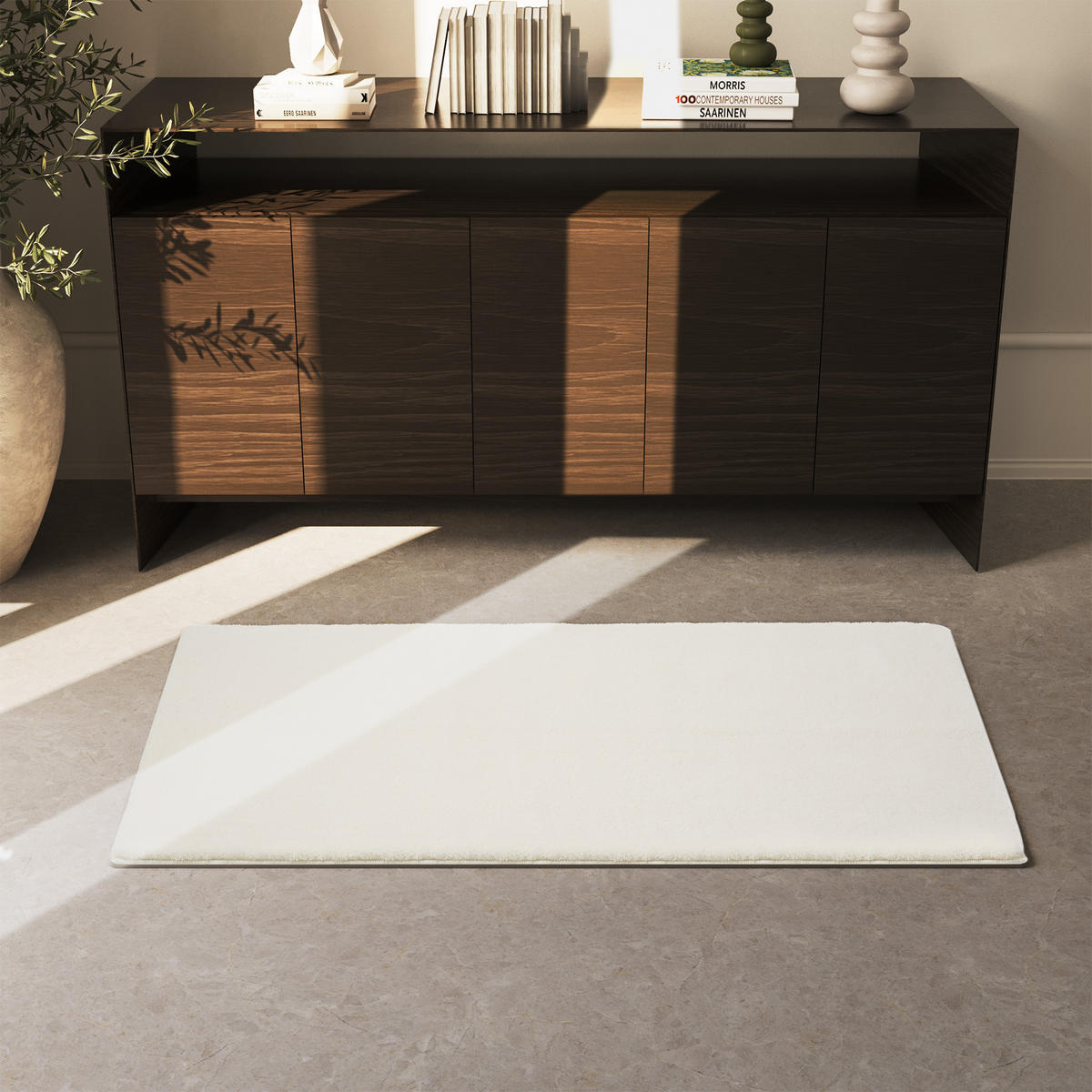 KURZFLORTEPPICH Soft Zone,rutschfeste Unterseite,creme - Creme, Kunststoff (150/80cm) - tectake