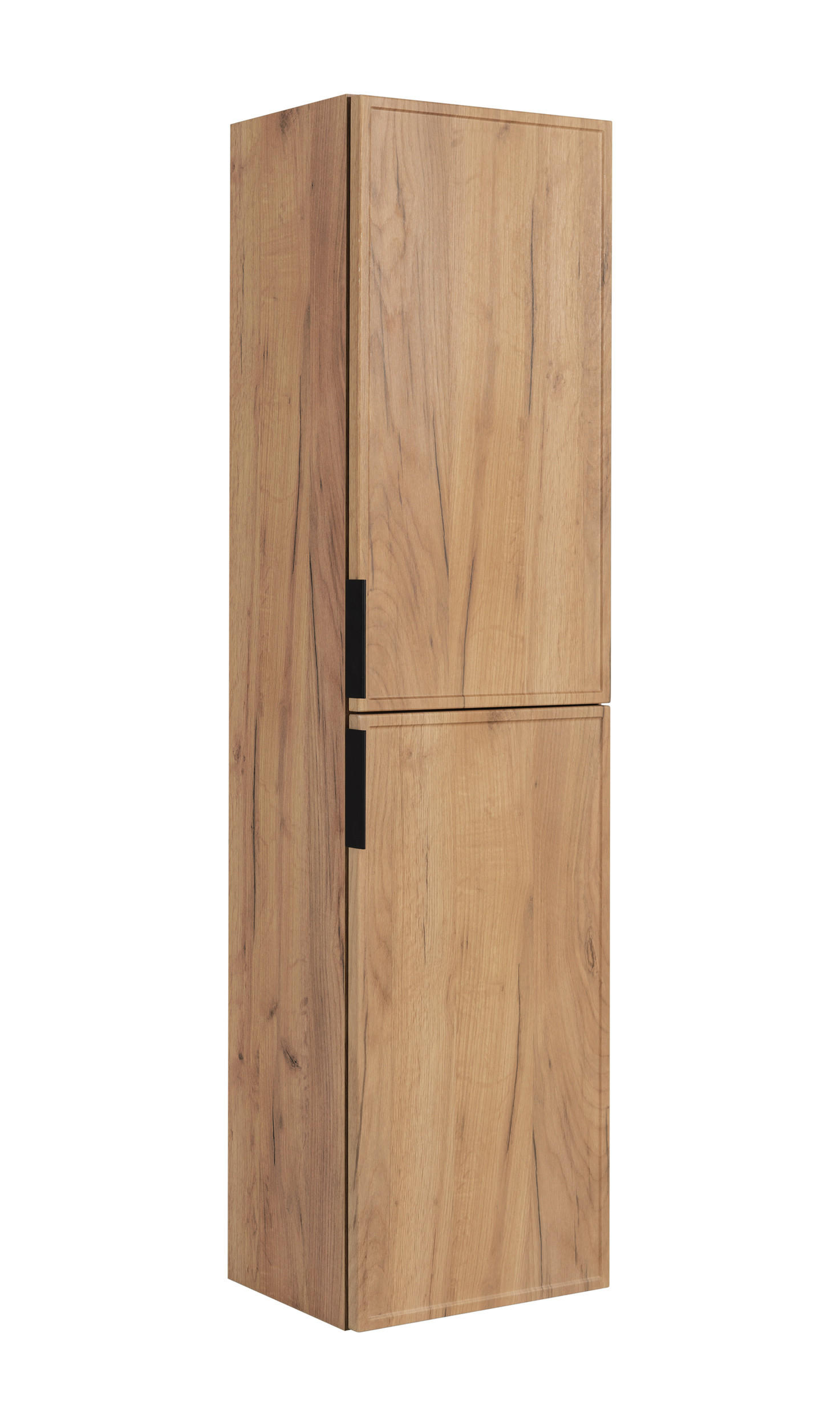 3XE Living Badezimmerschrank, Eiche, Schwarz 35x136x27 cm