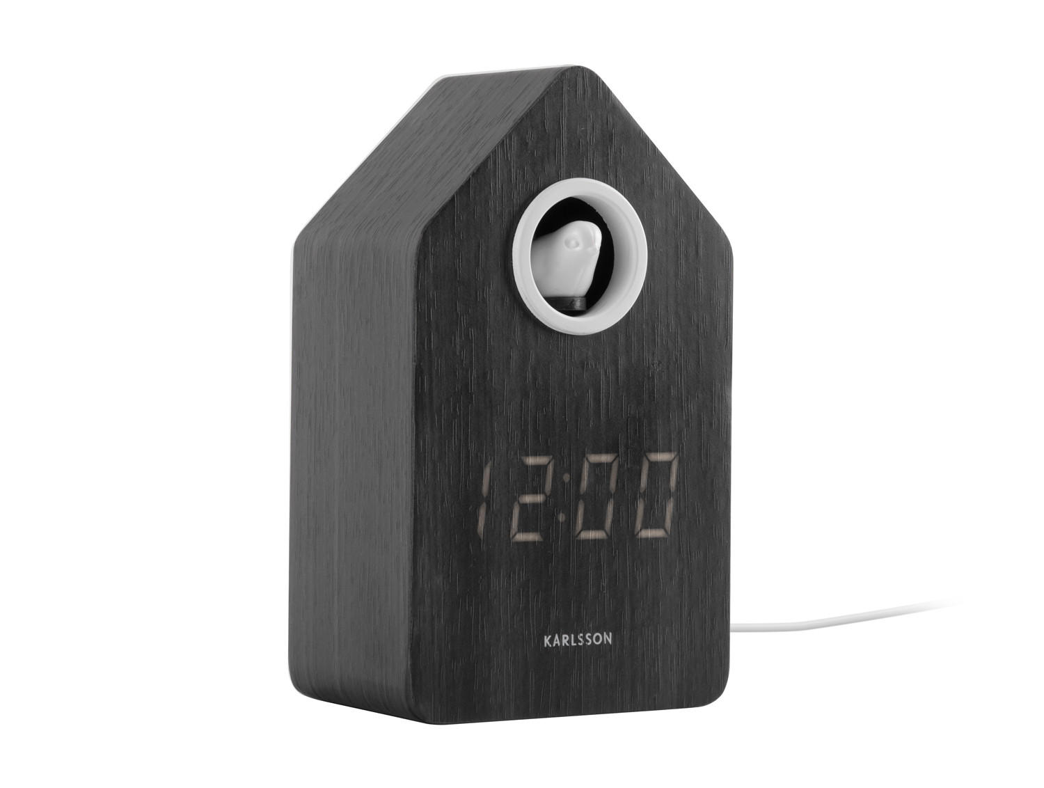 WECKER Cuckoo LED hout 9/6/15 cm - Schwarz, Holz (6/15/9cm) - Karlsson