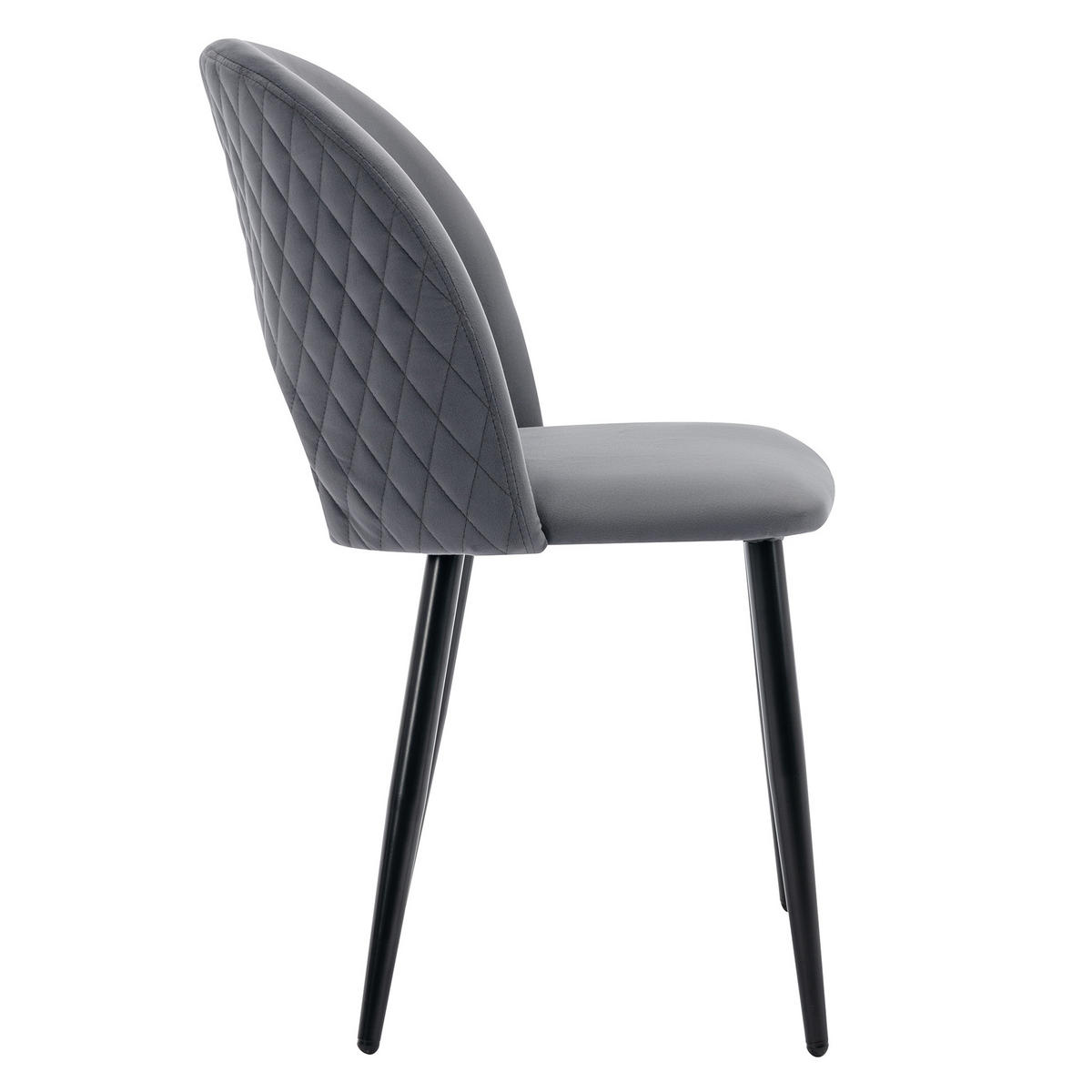 POLSTERSTUHL mit Rückenlehne 2er-Set Samt Grau - Grau, Metall (44/84/47cm) - Meubliv