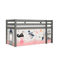 KINDERBETT Karolina 210x114x106 Massivholz Grau Textilset Sophie - Magnolie/Grau, Holz (90/200cm) - 58aufmkessel