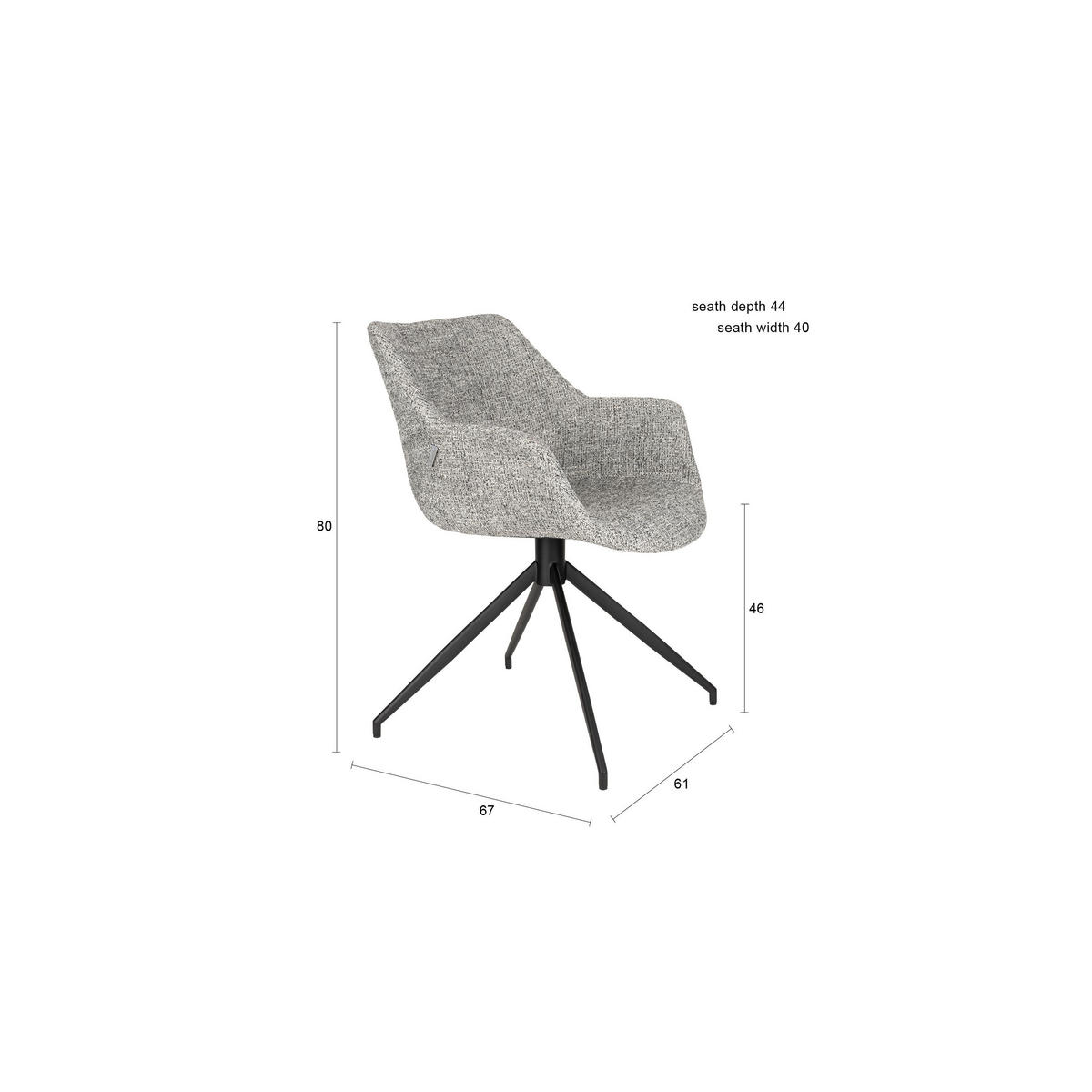 ESSZIMMERSTUHL Doulton Grau - 2 er Set - Grau, Textil (67/80/61cm) - Zuiver