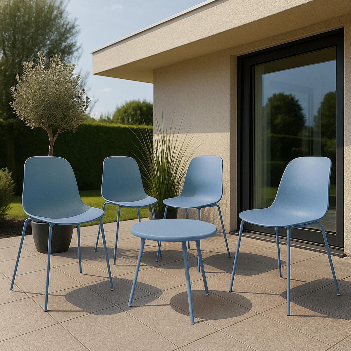 GARTENSITZGRUPPE Kunststoff Blau - Blau, Kunststoff - CLP