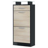 SCHUHSCHRANK Loret Front in Eiche sägerau - Eiche San Remo, Holzwerkstoff (46/104/23cm) - Vladon