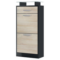 SCHUHSCHRANK Loret Front in Eiche sägerau - Eiche San Remo, Holzwerkstoff (46/104/23cm) - Vladon