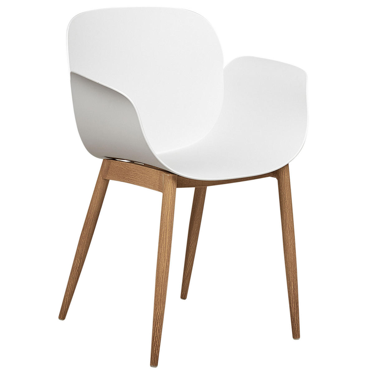 ESSZIMMERSTUHL 2er-Set Kunststoff weiß/heller Holzfarbton Abilene - Hellbraun/Weiß, Kunststoff (53/81/50cm) - Beliani