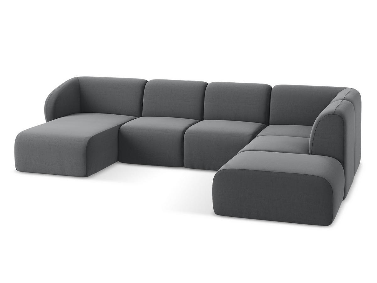 SOFAELEMENT Links Bouclé Stoff Grau - Hellgrau/Schwarz, Holzwerkstoff/Kunststoff (101/77/175cm) - Makamii