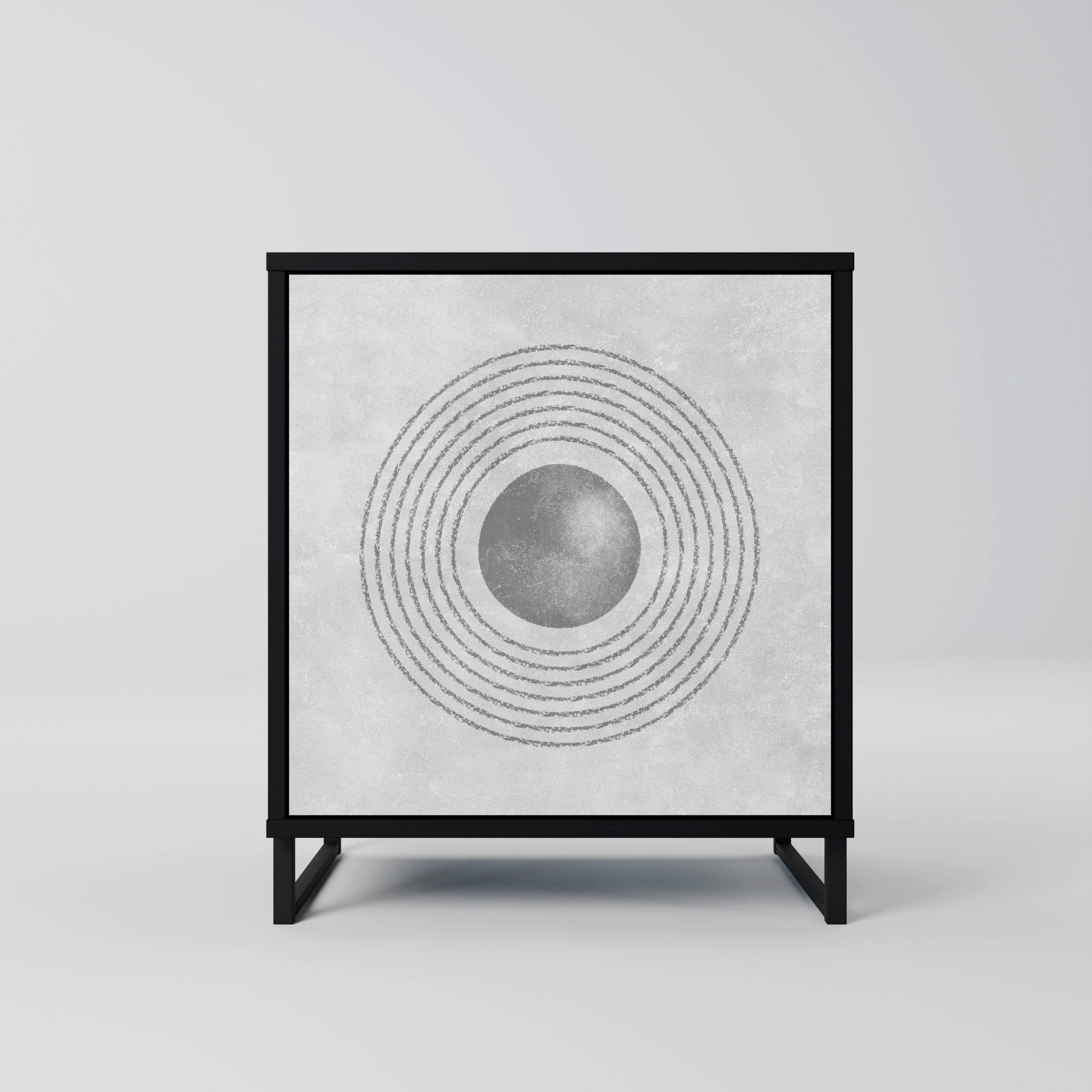 SIDEBOARD SOLID CIRCLES, Schwarz, 57,5x42x67,5 cm, Schwarze Metall-Rahmenfüße - Multicolor/Schwarz, Holzwerkstoff/Metall (57.5/67.5/42cm) - SpaceRebels