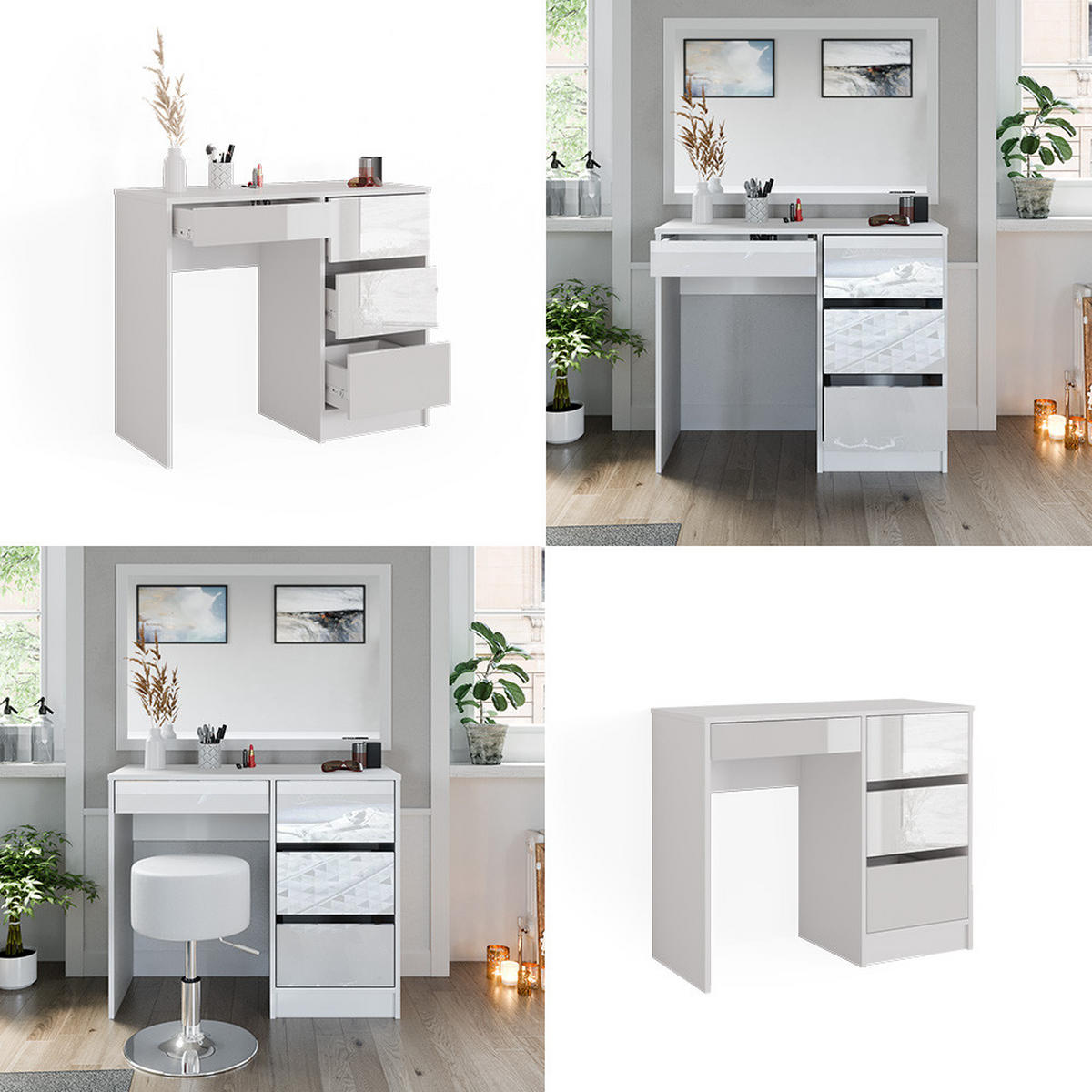 SCHREIBTISCH Sherry Weiß 90 cm - Weiß, Holzwerkstoff (40/90/75cm) - Vicco