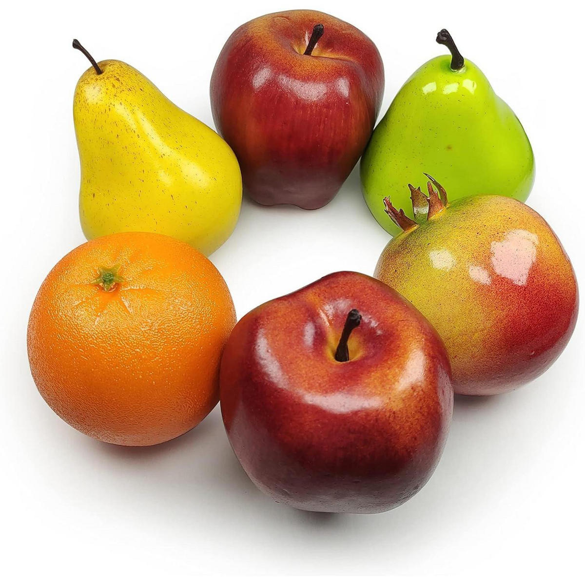 KÜNSTLICHE Obstpackung 6-teiliges Set - Multicolor, Kunststoff (10cm)