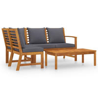 GARTENSET Renard 4-teilig - Grau, Holzwerkstoff - Nettlife