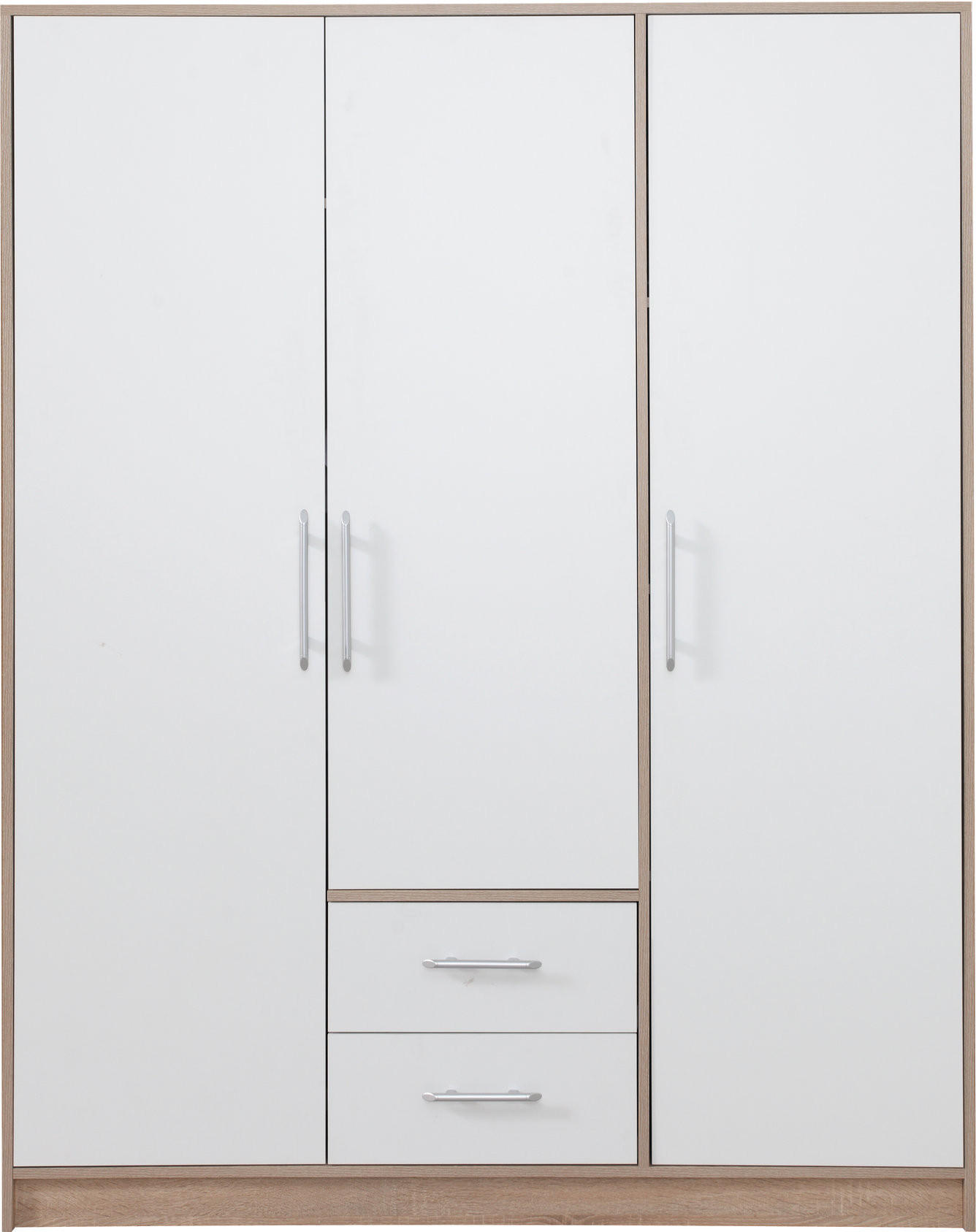 DREHTÜRENSCHRANK VANO 150/190/56cm 3-türig Weiß - Weiß, Holzwerkstoff (150/190/56cm) - MASSENO