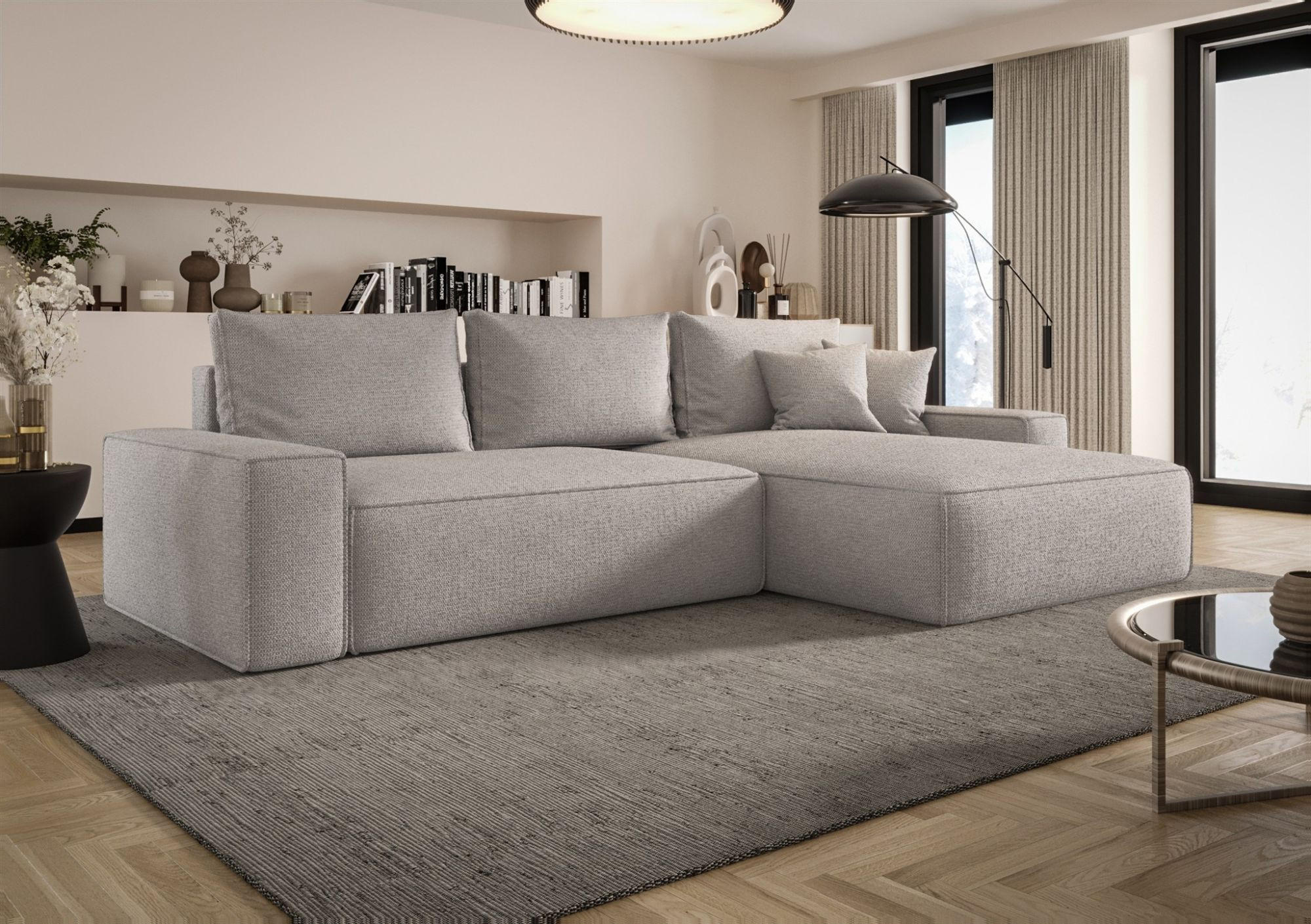 ECKSOFA Walken Mit Schlaffunktion - Hellgrau, Holzwerkstoff/Textil (280/185cm) - Fun Möbel