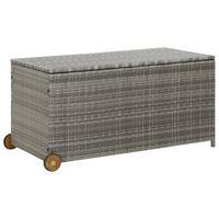 GARTEN-AUFLAGENBOX Hellgrau 120x65x61 cm Poly Rattan - Grau, Holz (65/61/120cm) - furnicato