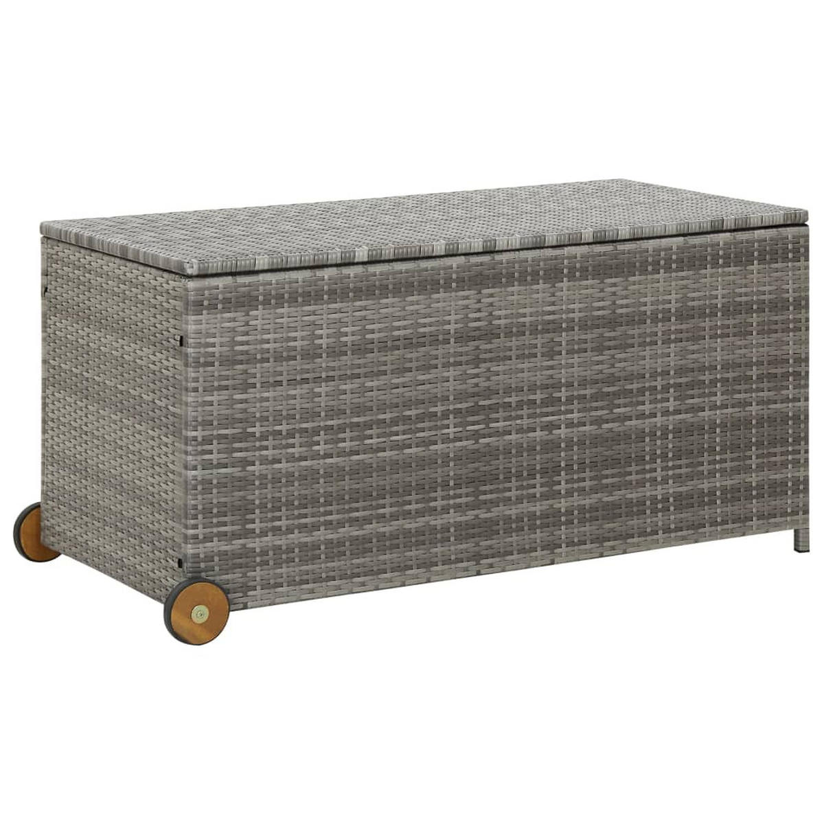 GARTEN-AUFLAGENBOX Hellgrau 120x65x61 cm Poly Rattan - Grau, Holz (65/61/120cm) - furnicato