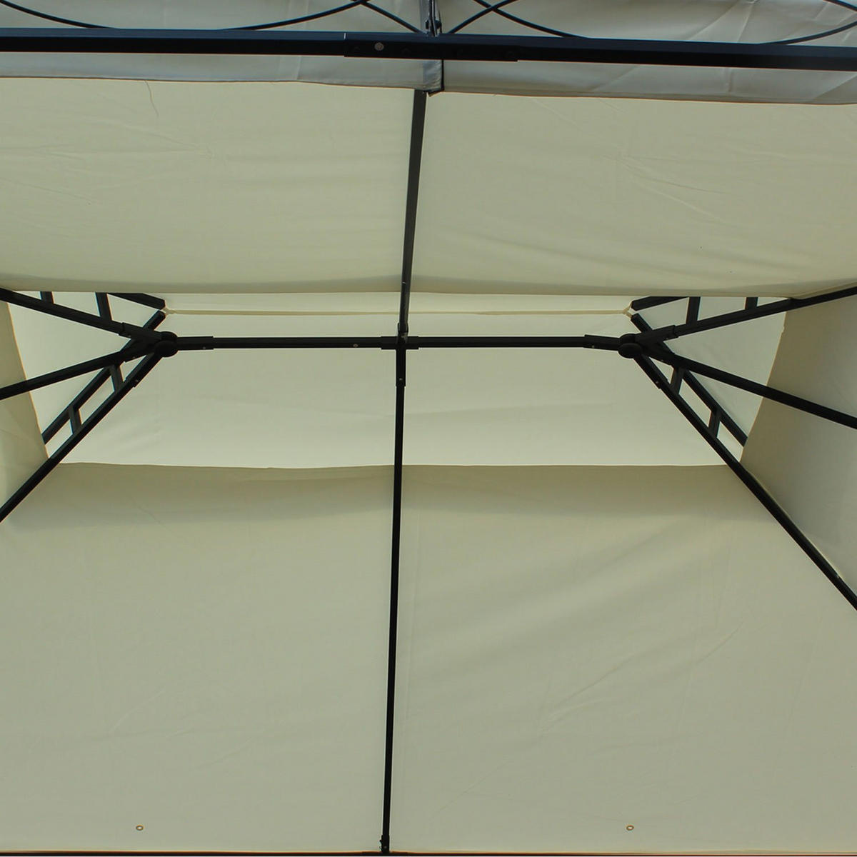 PAVILLON Gartenpavillon Fest Partyzelt Doppeldach Gartenzelt 3x4m Creme - Creme, Metall (400/280/300cm) - Outsunny