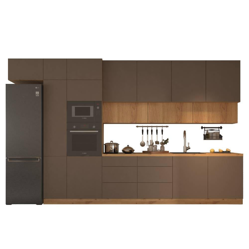 KÜCHENZEILE 400 cm - Langen KL4-M400 in Beige / Artisan Eiche - Beige/Eiche Artisan, Holz (400/248/58cm)