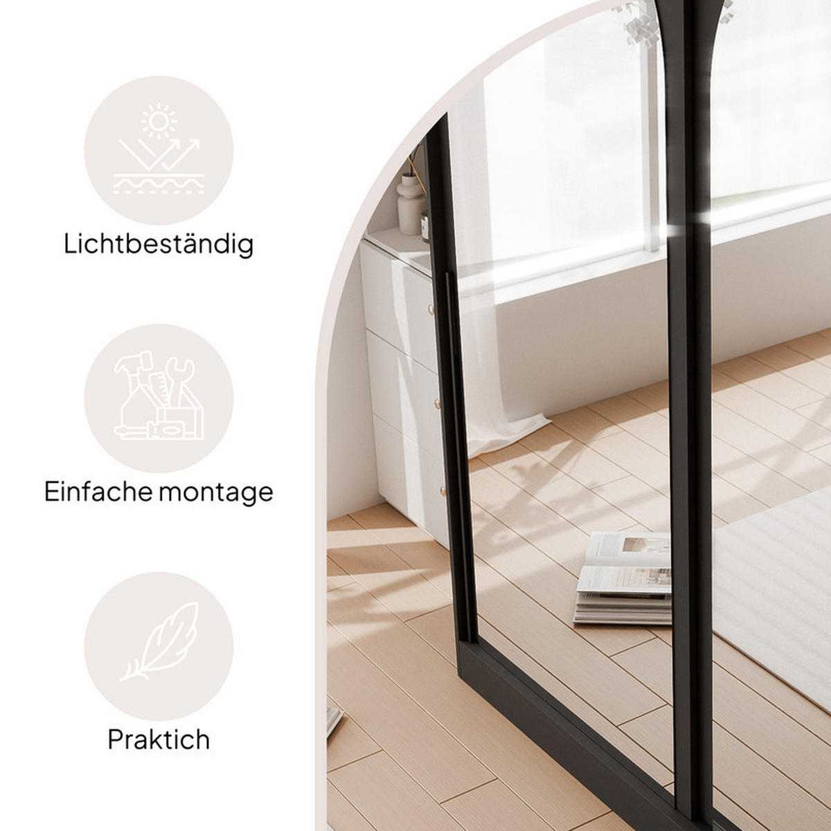 SCHWEBETÜRENSCHRANK CLARITY 2-türig 200/65/215 cm Schwarz / schwarze Griffe - Schwarz, Holzwerkstoff/Kunststoff (200/215/65cm) - Idohome
