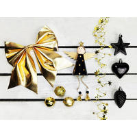 LAALU CHRISTBAUMKUGEL-SET 37 Stück in Box NIGHT SKY für Weihnachtsbäume bis 100 cm - Goldfarben/Schwarz, Kunststoff/Textil (20/12/30cm) - LAALU