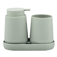 BAD-ACCESSOIRES-SET TESERO 3tlg., Soft-Touch, salbei - Salbeigrün, Kunststoff (18.5/13.5/10cm) - eluno