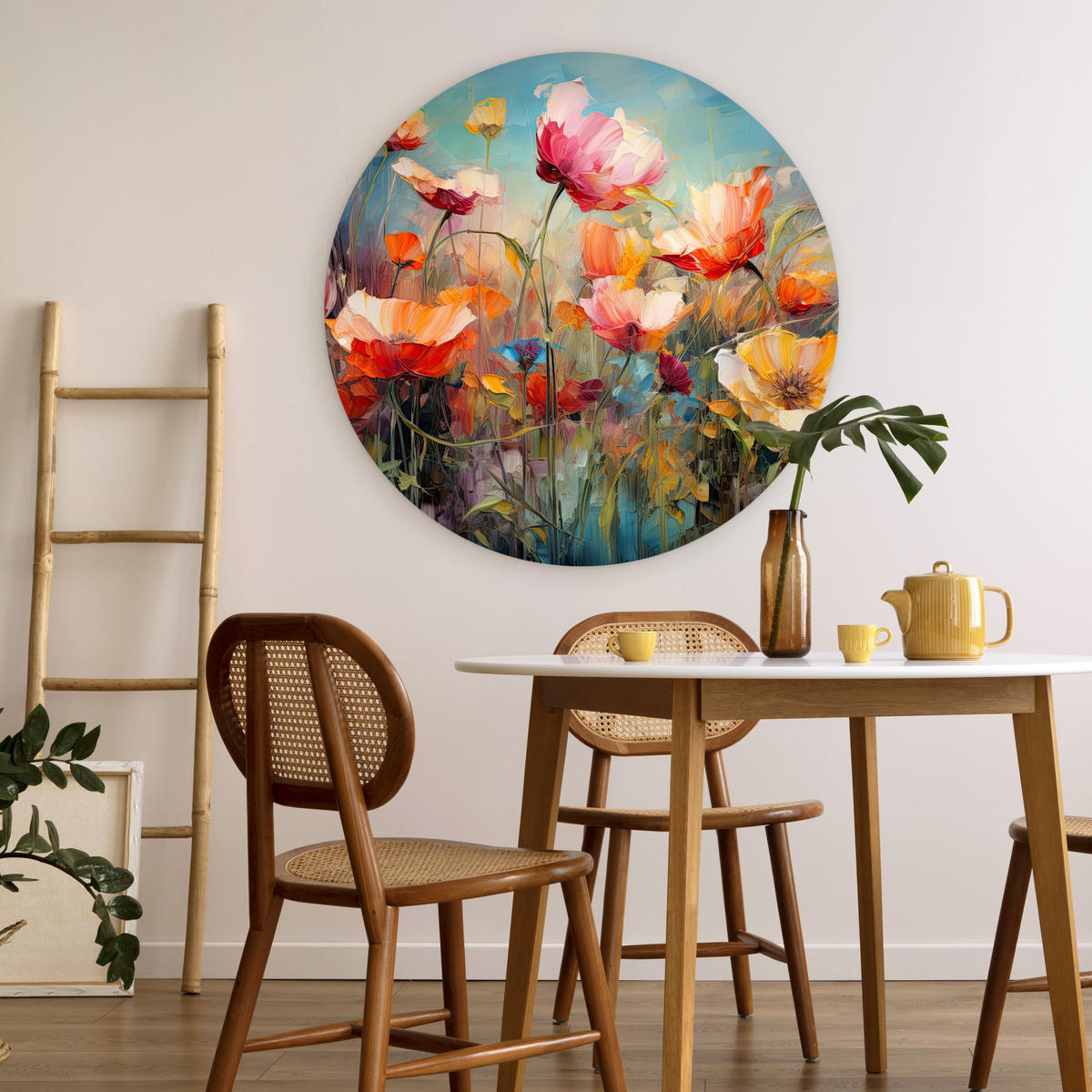 WANDBILD Blumen - Aquarell - Kunst - Botanisch - Natur 90x90 cm - Orange, Kunststoff (90/90cm) - MuchoWow