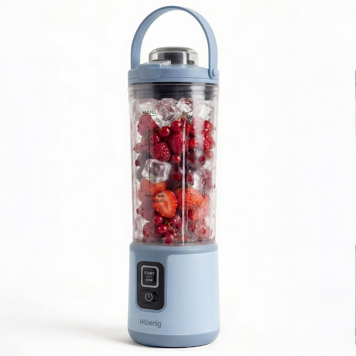 TRAGBARER kabelloser Mini-Mixer MOOTH16 in Blau - Blau, Metall (8.2/26.6/9.2cm) - HKoenig