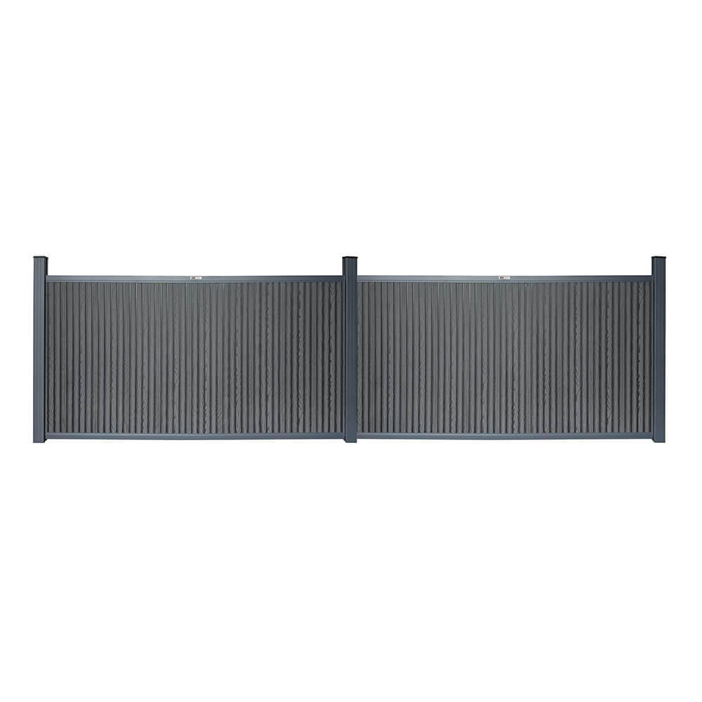 WPC Sichtschutzzaun CALLADO PREMIUM 2 x Element + 3 x Pfosten - Höhe: 115 cm - Anthrazit, Kunststoff (383/115cm) - Home Deluxe