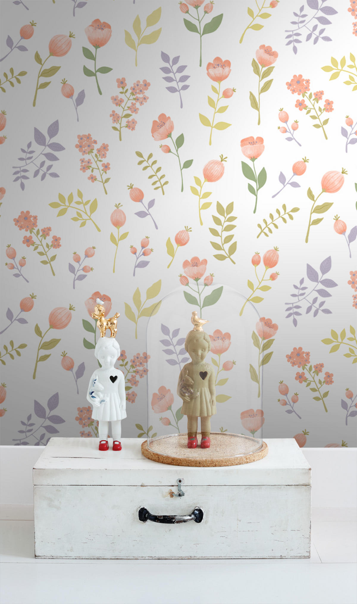 TAPETE Blumen 50 x 900 cm - Weiß, Papier (50/0.1cm) - ESTAhome