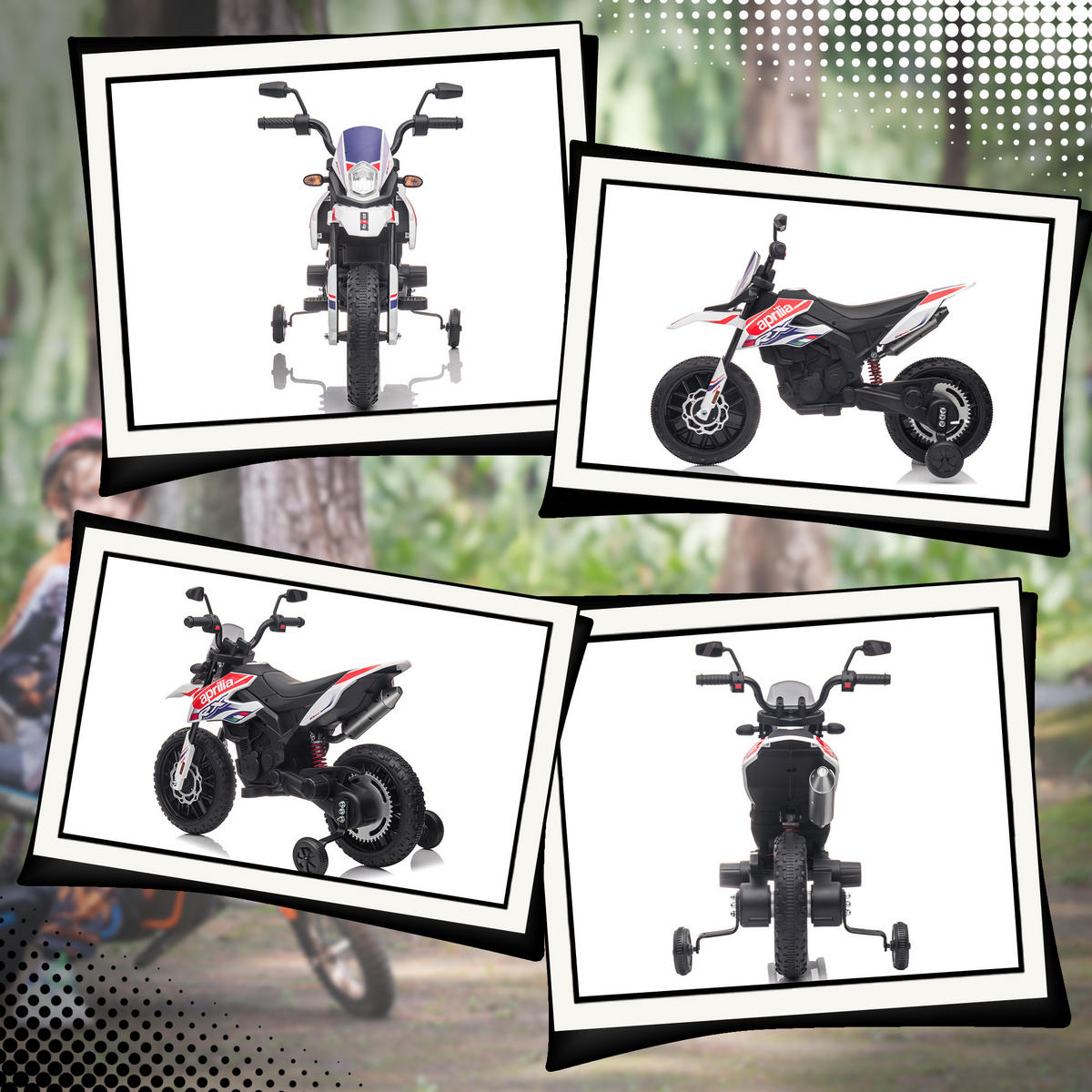 KINDER ELEKTRO-MOTORRAD, Kunststoff, Metall, 106,5L x 56B x 80H cm - Weiß, Metall (106.5/56/80cm) - AIYAPLAY