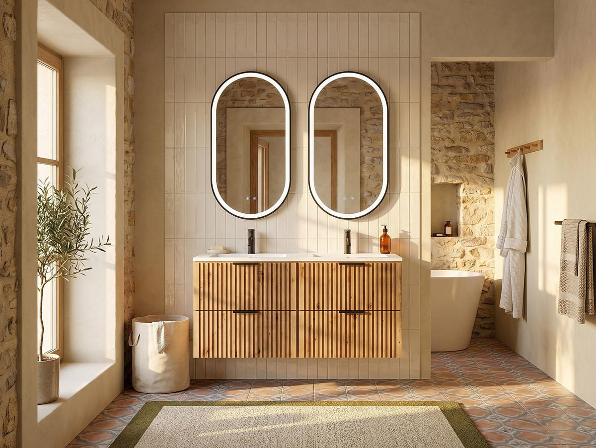 DOPPELWASCHTISCH - 120 x 46 - holz - naturfarben hell Zevara - Naturfarben, Holz (120/57/46cm) - Vente-Unique