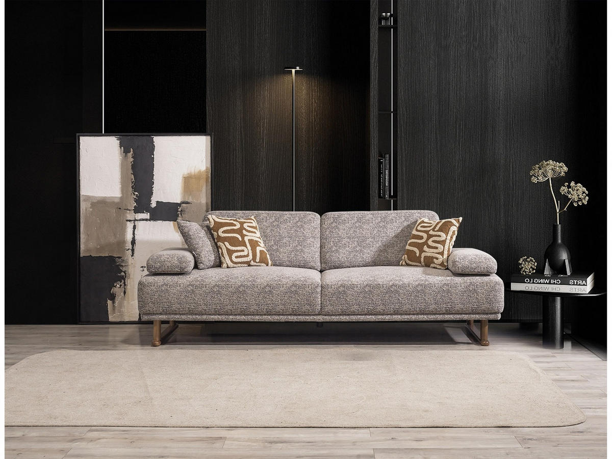 SOFA Fusion 3-Sitzer Webstoff Beige - Beige, Holz/Textil (235/83/97cm) - Villa Möbel